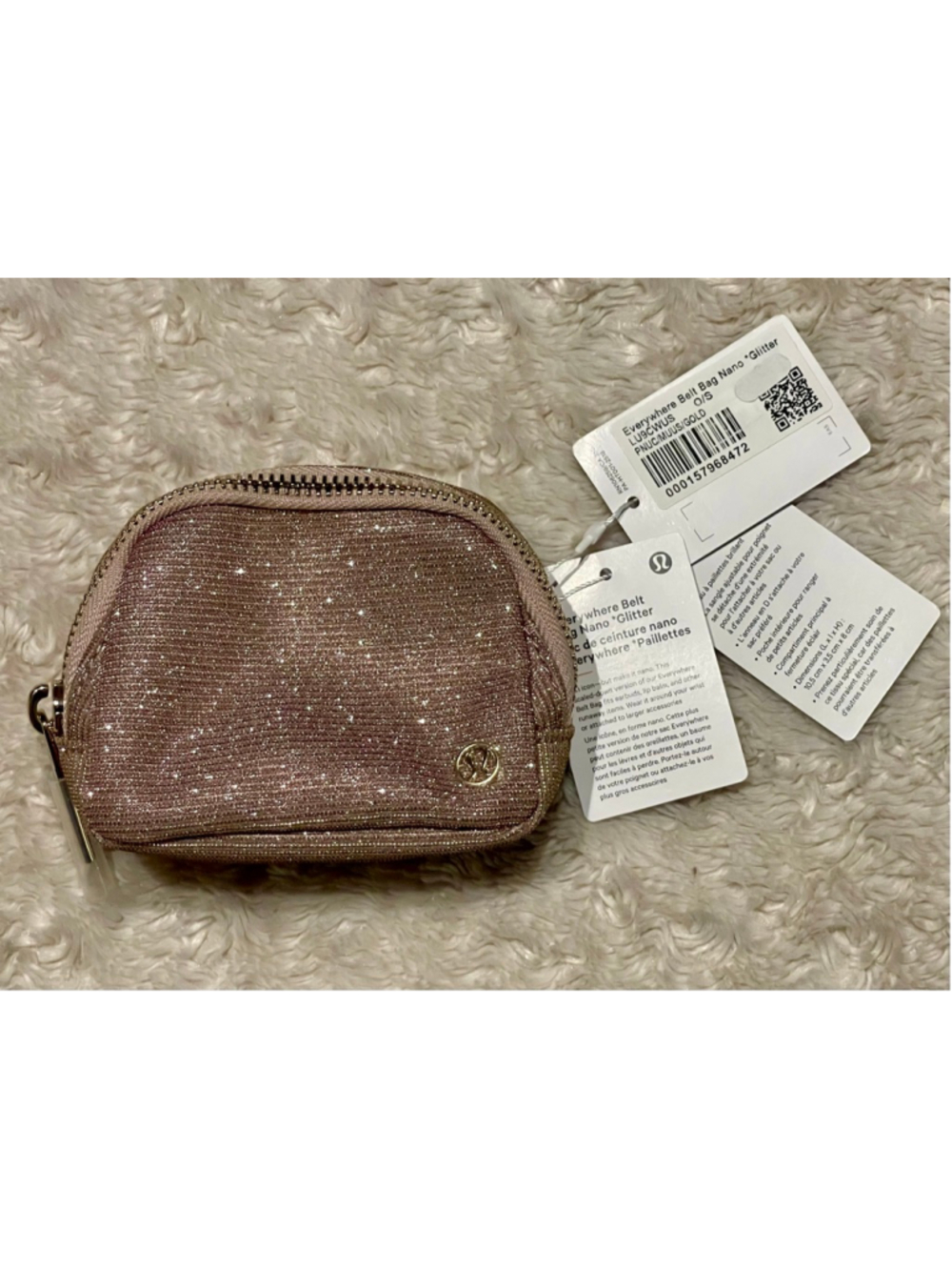 Lululemon Everywhere Belt Bag Nano Glitter, Pink Champagne / Muse / Gold, NWT